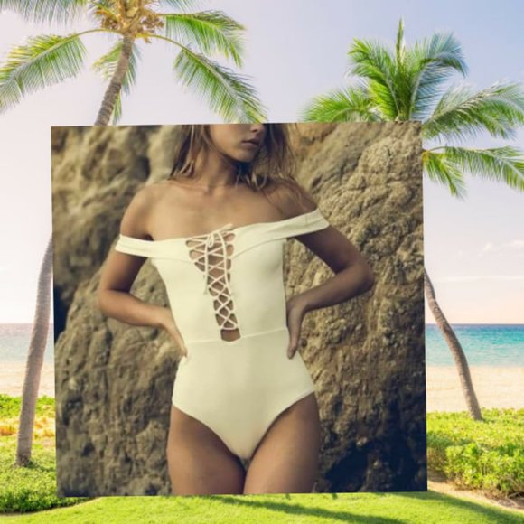Anthropologie Other - NWT L*SPACE x ANTHRO Off Shoulder Lace Up Swimsuit